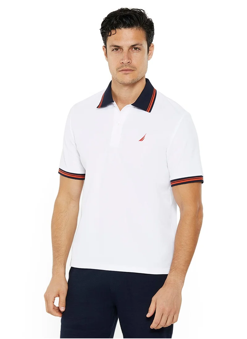 نوتيكا Men's Cotton and Polyester White Polo T-Shirt – Classic Essential for Casual Look