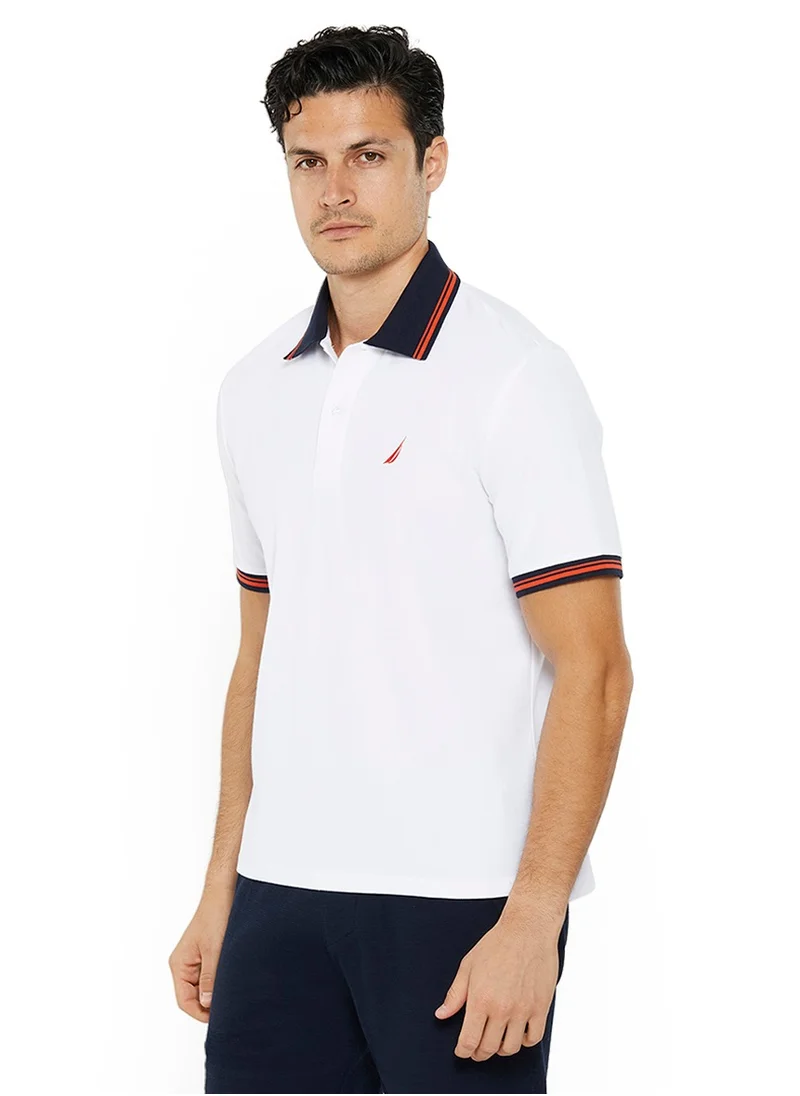 نوتيكا Men's Cotton and Polyester White Polo T-Shirt – Classic Essential for Casual Look