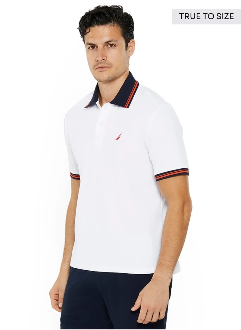 نوتيكا Men's Cotton and Polyester White Polo T-Shirt – Classic Essential for Casual Look