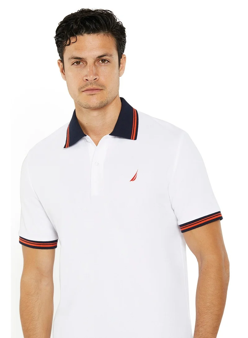 NAUTICA Men's Cotton and Polyester White Polo T-Shirt – Classic Essential for Casual Look