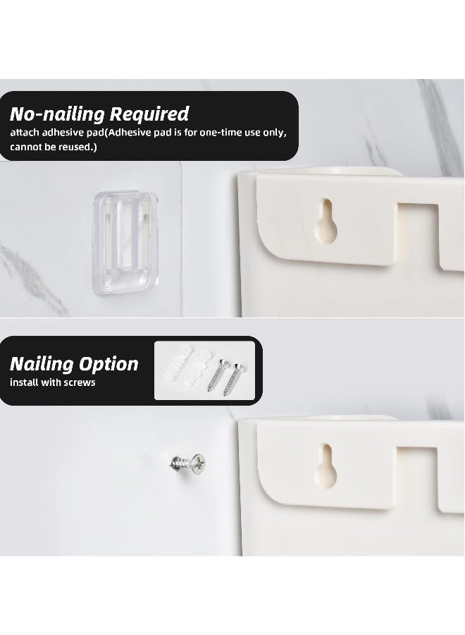 Wall Mount File Organizer Holder No Drilling File Holder Mails Magazines Organizer Office Wall Hanging Files Organizer with Adhesive Pad for Home Office Desk Nightstand Stationery Supplies White