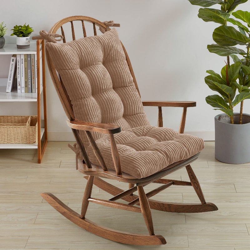 Sweet Home Collection Sweet Home Collection Rocking Chair Cushion Premium Tufted Pads Non Skid Slip Backed Set of Upper and Lower with Ties 1 Count Pack of 1 Velvet Taupe