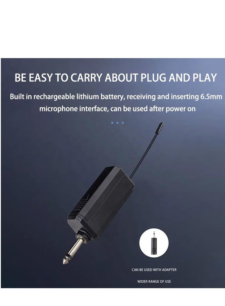 Excefore Wireless Microphones, Dual Handheld Dynamic Wireless Mic, Rechargeable Dynamic Mic 200ft, Long-Distance UHF Receiver, Suitable for Singing, Karaoke, Church, Speech, Wedding, Party (Gray） - Image 4