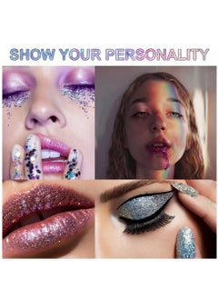 Elaimei White Body Glitter Gel for Women & Girls Easy to Apply & Remove Festival Glitter Liquid Eyeshadow Mermaid Sequins Chunky Glitter Gel Cosmetic for Body Face Hair Nails Makeup 30g  - Image 5