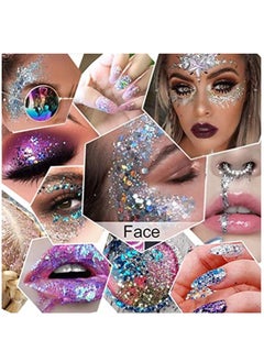 Elaimei White Body Glitter Gel for Women & Girls Easy to Apply & Remove Festival Glitter Liquid Eyeshadow Mermaid Sequins Chunky Glitter Gel Cosmetic for Body Face Hair Nails Makeup 30g  - Image 4