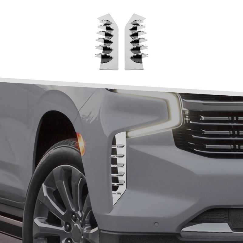 Jimen Fit for Chevy Suburban 20202024 Fit for Chevrolet Tahoe 20212024 Front Grille Bumper Vent Cover Trim Chrome