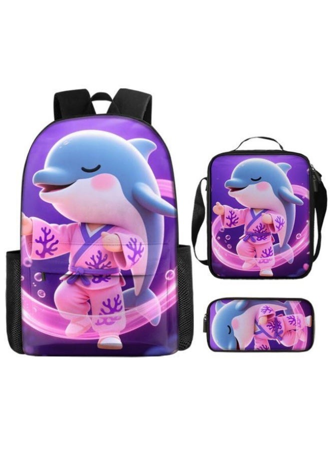 Bright Li Fire Unlock the new fashion of childish fun! Three-piece set of bags, cartoon elements for children and teenagers (students, children, friends' outings, mountain climbing, schooling, etc. can be used) - 51 - Image 2