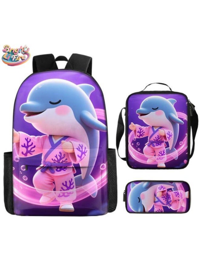 Bright Li Fire Unlock the new fashion of childish fun! Three-piece set of bags, cartoon elements for children and teenagers (students, children, friends' outings, mountain climbing, schooling, etc. can be used) - 51 - Image 1