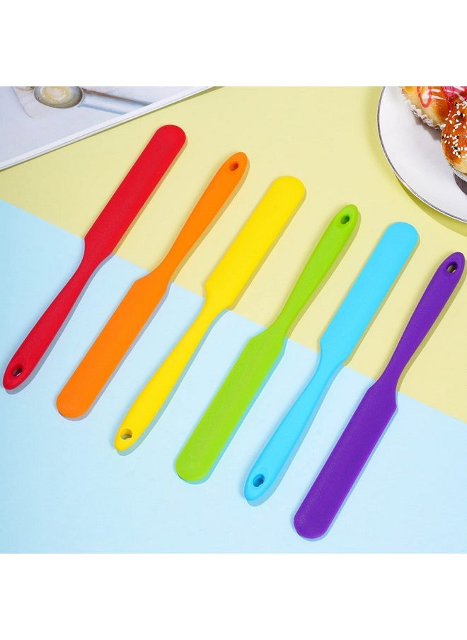 SUMERSHA 6pcs Silicone Spatulas Heat Resistant Jar Spatulas Cake Cream Butter Spatulas with Long Handle Non-Stick Kitchen Baking Cooking Resin Craft Stirring Mixing Scraper Tool (6 Colors)  - Image 4
