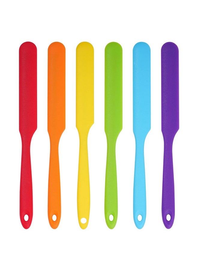 SUMERSHA 6pcs Silicone Spatulas Heat Resistant Jar Spatulas Cake Cream Butter Spatulas with Long Handle Non-Stick Kitchen Baking Cooking Resin Craft Stirring Mixing Scraper Tool (6 Colors)  - Image 1