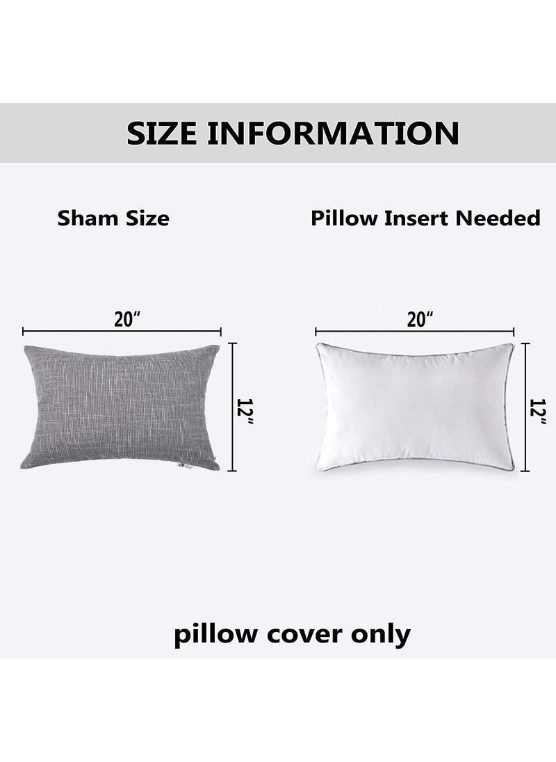 K KEVIN TEXTILE Kevin Textile Set of 2 Lumbar Throw Cover Handmade Faux Linen Cushion Case Soft Pillowcase for Chair/Couch  12 ""x20 ""  Grey  - Image 4
