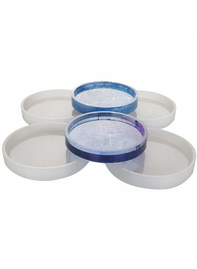 VTurboWay 4 Pack Big DIY Round Coaster Silicone Mold, Diameter 3.94"/10cm, Molds for Casting with Resin, Cement - Image 1