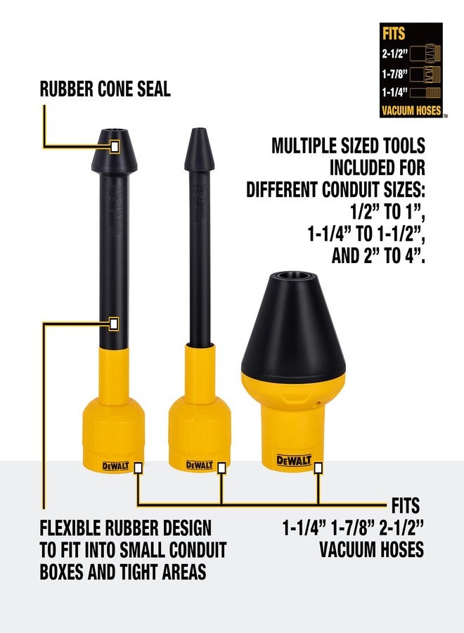 DEWALT Shop Vac Conduit Line Puller Attachment Kit, Wet Dry Vacuum Accessory Attachments for Small Conduit Boxes and Tight Areas, 3 Pack, Length 10" & 10" & 5.6", DXVA00-0301 - Image 3