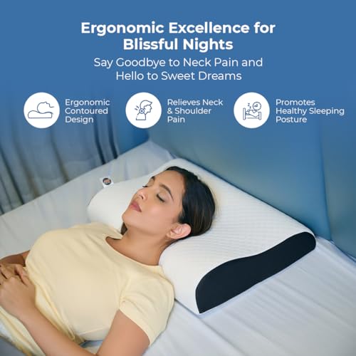 CareFoam Memory Foam Cervical Neck Pillow | 2 Years Warranty | Pain Relief Sleep, Improves Posture Spinal Alignment, Neck Pain Relief | King 23 x 14 x 4.5 Inch | White Jacquard Cover | Pack of 2 - Image 5