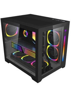 كيس كمبيوتر اس بي 7 (اسود) مع 6 مراوح RGB من 1STPLAYER