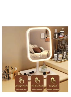XiuWoo Makeup Vanity Mirror with Lights, LED Makeup Mirror with 3 Color Modes, Tabletop Vanity Lighted Mirror with Smart Touch Control, 5X Magnification, Light Up Make Up Mirror with Storage Tray, white  - Image 4