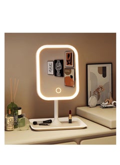 XiuWoo Makeup Vanity Mirror with Lights, LED Makeup Mirror with 3 Color Modes, Tabletop Vanity Lighted Mirror with Smart Touch Control, 5X Magnification, Light Up Make Up Mirror with Storage Tray, white  - Image 5