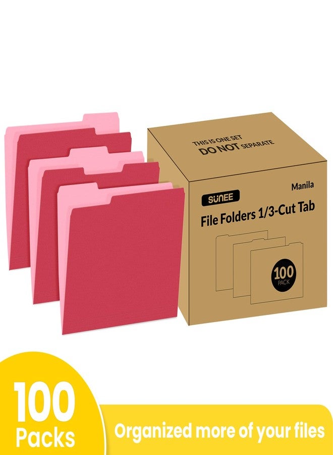SUNEE File Folders Letter Size Red, 100 Pack Manilla Folders 8.5 x 11 1/3-Cut Tabs, Colored File Folders Office Home School for Documents Files Paper - Image 2