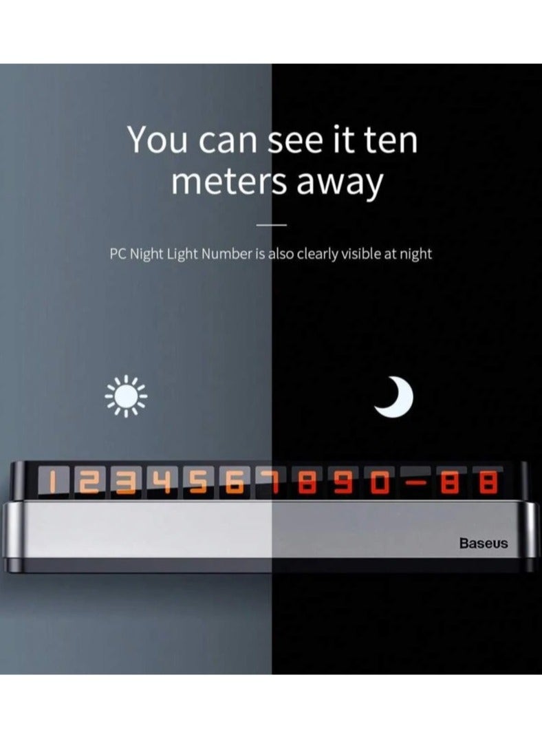 Baseus Temporary Car Park Phone Number Plate, Heat-Resistant, Openable and Closed, with 2 Sticker Strips, Full Numbers From 0 to 9 - Image 3