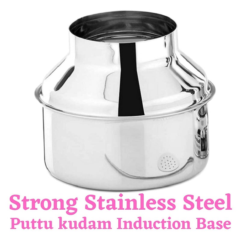 PGD PGD Special Puttu Maker Set of Food Grade Stainless Steel Puttu kudam Tubular Kuzhal Steamer Plate Stick Black Plastic Handle Silver Lid Bakelite knob Assembly Required - Image 5