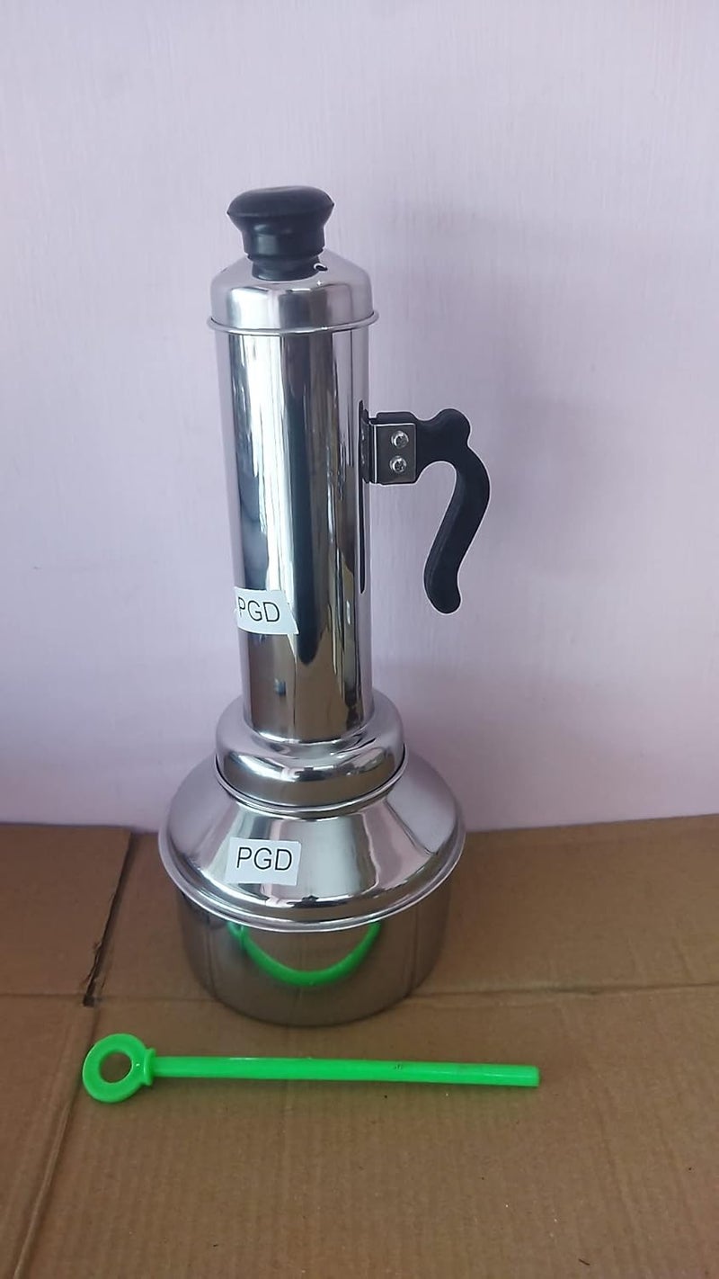 PGD PGD Special Puttu Maker Set of Food Grade Stainless Steel Puttu kudam Tubular Kuzhal Steamer Plate Stick Black Plastic Handle Silver Lid Bakelite knob Assembly Required - Image 4