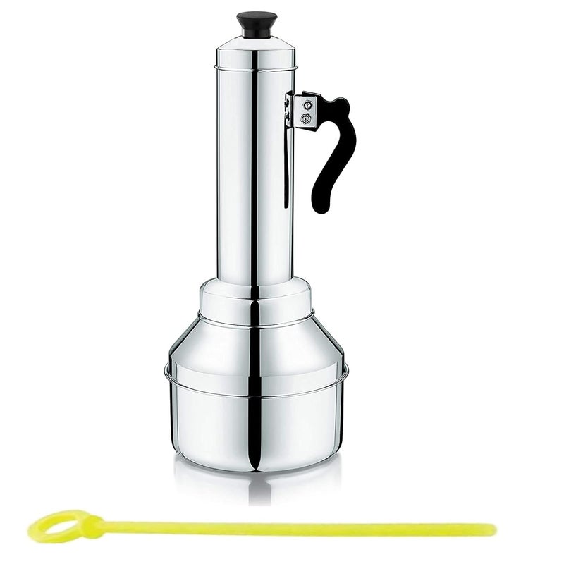 PGD PGD Special Puttu Maker Set of Food Grade Stainless Steel Puttu kudam Tubular Kuzhal Steamer Plate Stick Black Plastic Handle Silver Lid Bakelite knob Assembly Required - Image 1