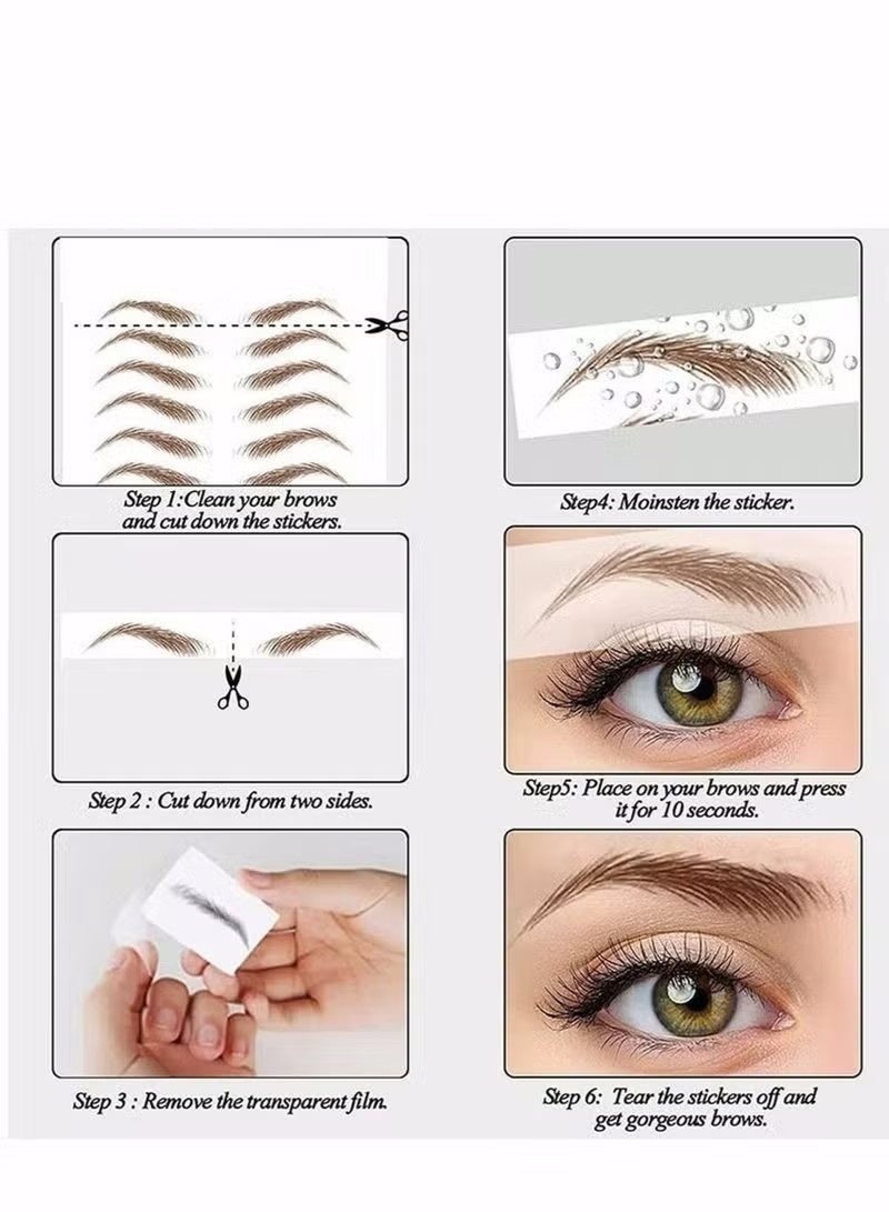 Eyebrow Tattoo Stickers Waterproof Transfers Stickers Peel Off 6D Sticker Nature False Eyebrows Hair-Like Long Lasting for Woman Makeup Tool 20 Pairs Black - Image 2