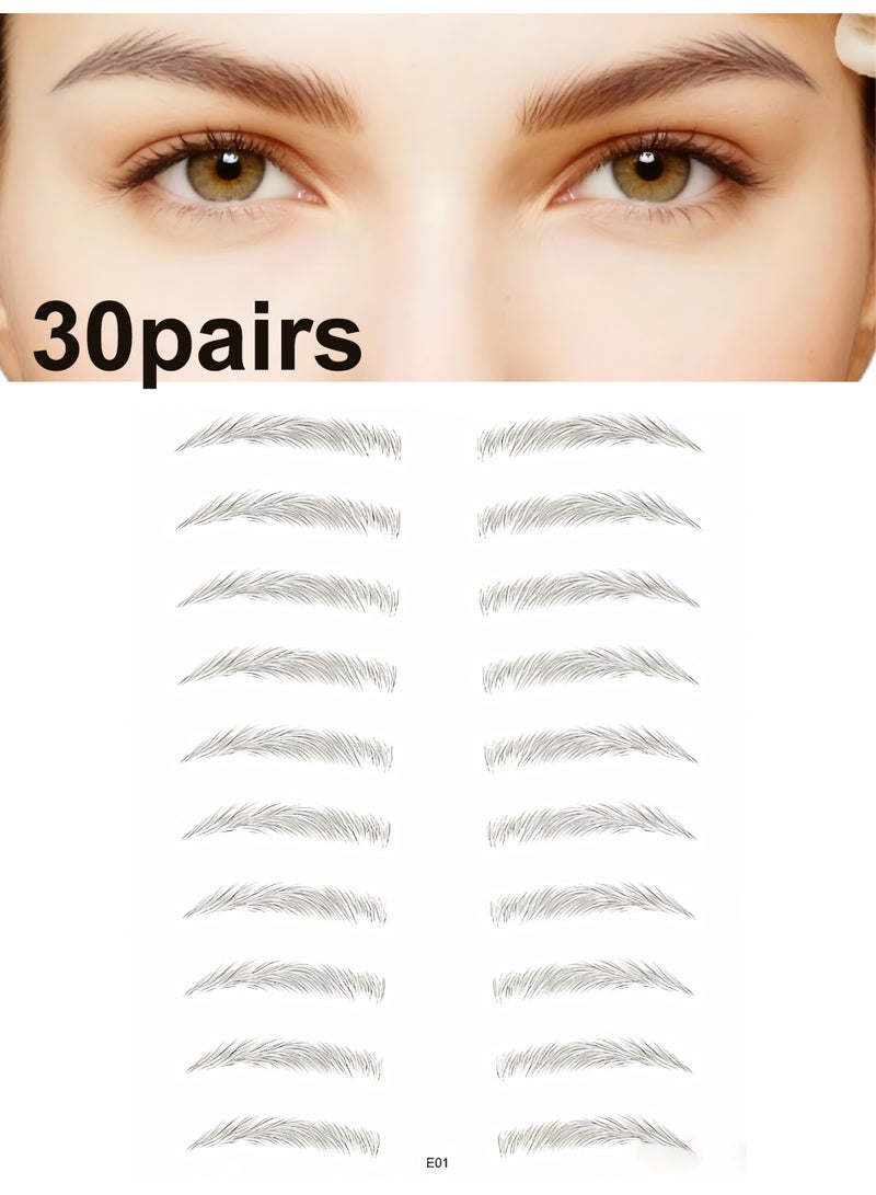 Eyebrow Tattoo Stickers Waterproof Transfers Stickers Peel Off 6D Sticker Nature False Eyebrows Hair-Like Long Lasting for Woman Makeup Tool 20 Pairs Black - Image 1