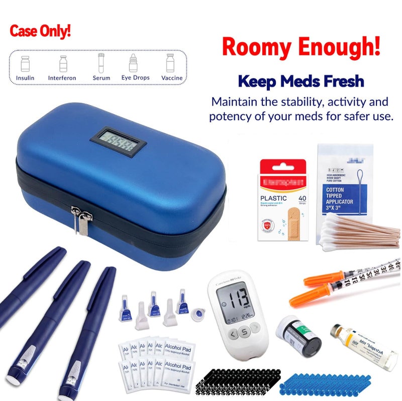 Premium 5-in-1 Insulin Travel Kit – Insulin Cooler Bag with Thermometer, 4 Ice Packs (2 Replaceable), Medicine Organizer, Glucose Log Book & Pen, 48H Cooling Diabetic Travel Case (2–8°C) - Image 5