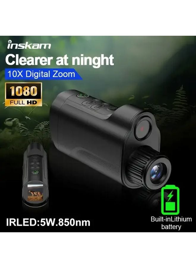 Black INSKAM 10X Digital Night Vision Scope 2 Inch Screen HD Infrared For Wildlife Observation - Image 1