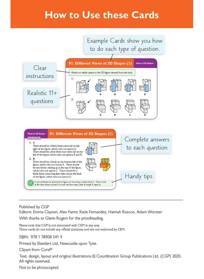 11+ CEM Revision Question Cards: Non-Verbal Reasoning 3D & Spatial - Ages 10-11 - Image 3