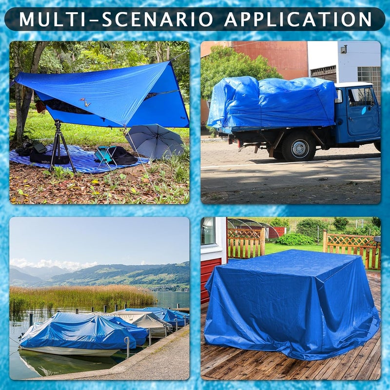 UJG 18 x 18 Ft Swimming Pool Ground Cloth Square Swimming Pool Liner Pad for Above Ground Swimming Pools Heavy Duty Pool Ground Mat Protector Pad Prevents Punctures Pool Tarp, Blue - Image 4