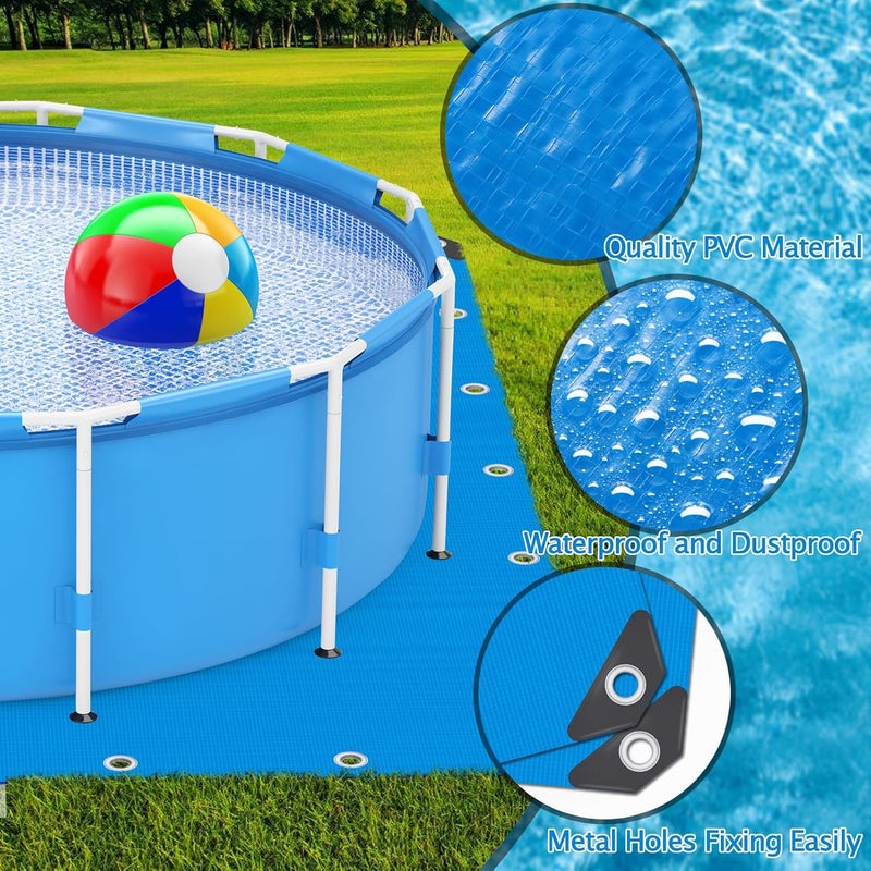UJG 18 x 18 Ft Swimming Pool Ground Cloth Square Swimming Pool Liner Pad for Above Ground Swimming Pools Heavy Duty Pool Ground Mat Protector Pad Prevents Punctures Pool Tarp, Blue - Image 3