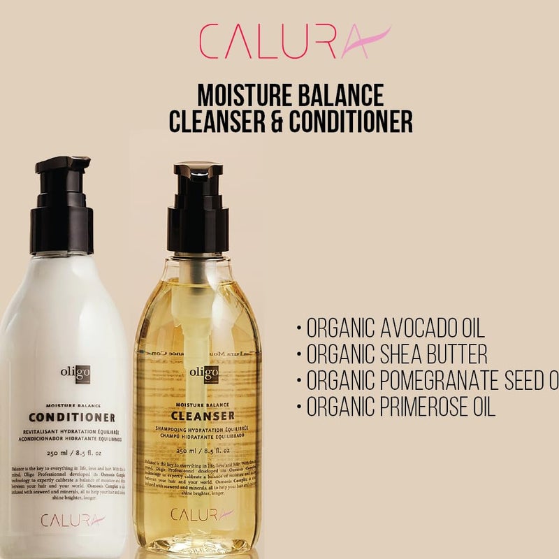 Oligo Professionnel - Calura Moisture Balance Cleanser & Conditioner - Sulfate free - Vegan - Paraben free - Color safe - Shine - Hydrating formula for dry hair - 8.5oz DUO BUNDLE - Image 4