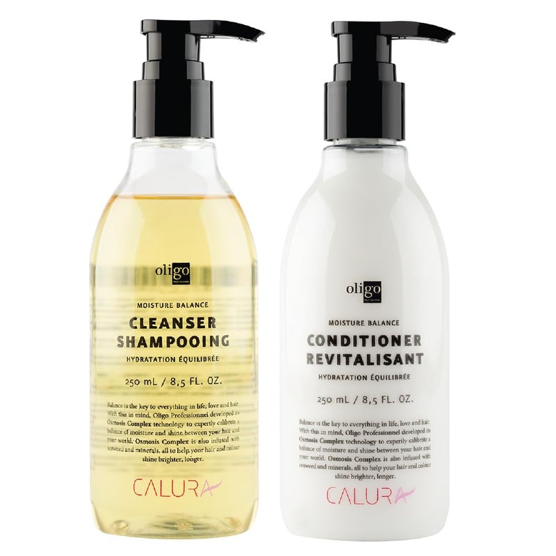 Oligo Professionnel - Calura Moisture Balance Cleanser & Conditioner - Sulfate free - Vegan - Paraben free - Color safe - Shine - Hydrating formula for dry hair - 8.5oz DUO BUNDLE - Image 1