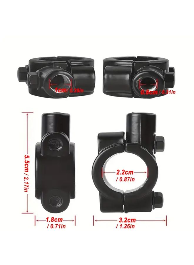 1 Pair 10mm Black Motorcycle Handlebar Clamps Aluminum Alloy Mirror Mounts - Image 2