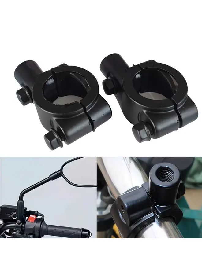 1 Pair 10mm Black Motorcycle Handlebar Clamps Aluminum Alloy Mirror Mounts - Image 1