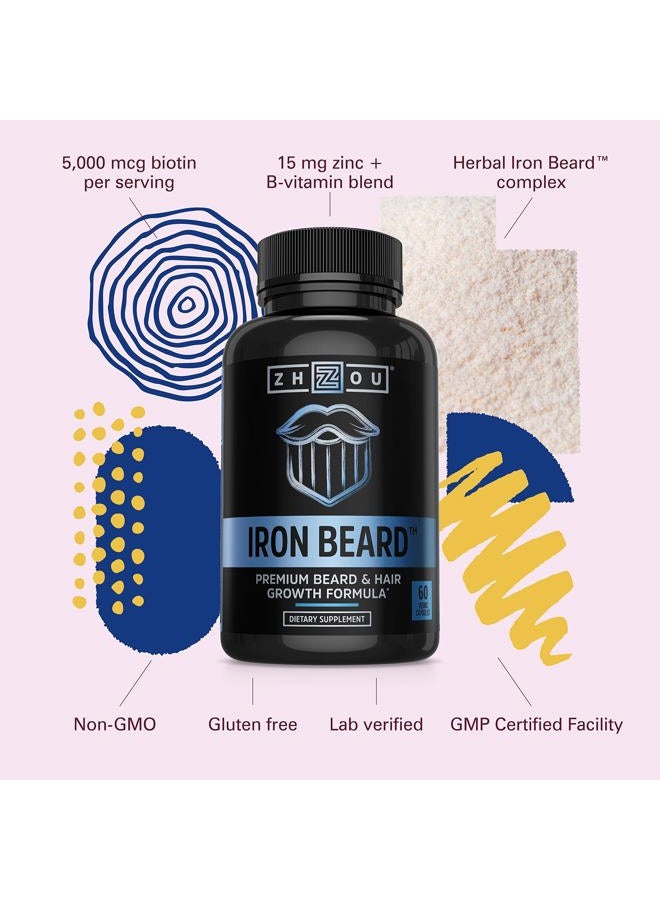 Zhou Iron Beard | Growth Vitamin Supplement for Men | 30 Servings, 60 Capsules - Image 4