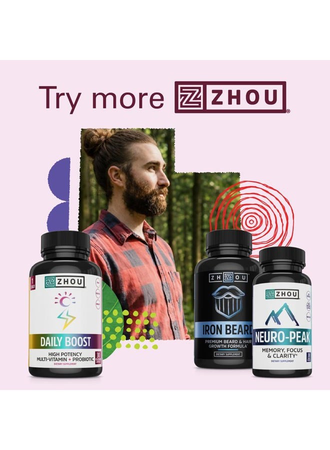 Zhou Iron Beard | Growth Vitamin Supplement for Men | 30 Servings, 60 Capsules - Image 5