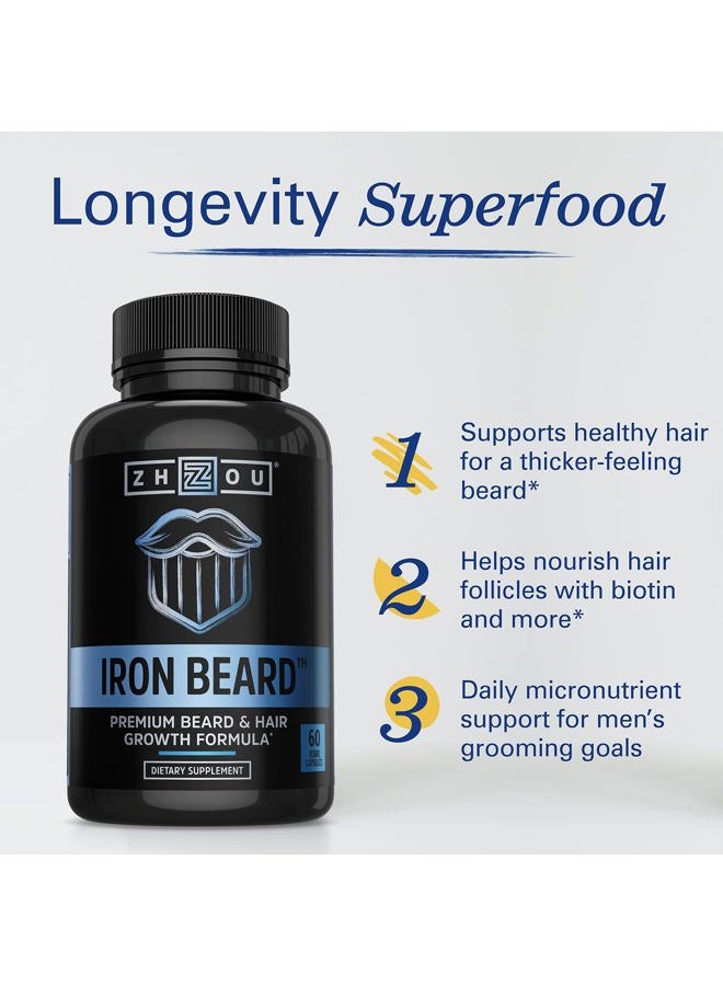 Zhou Iron Beard | Growth Vitamin Supplement for Men | 30 Servings, 60 Capsules - Image 3