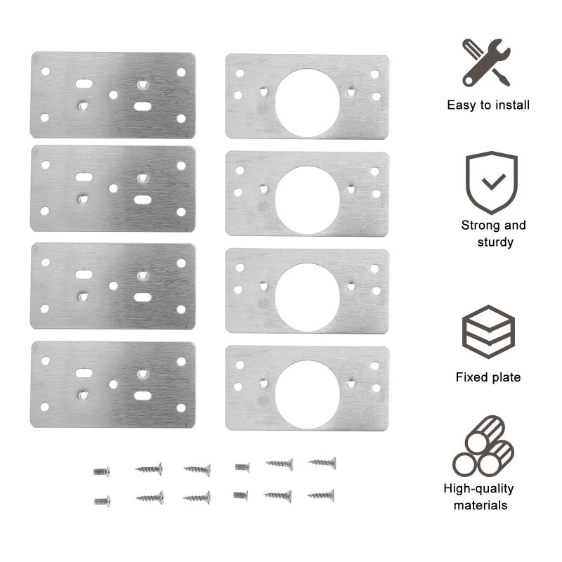Stainless Steel Hinge Repair Plates 8pcs Set Cabinet Door Mounting Base Fixing Plate - Image 5