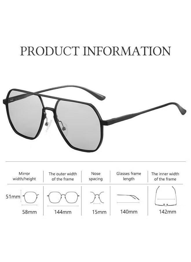 Men's Polarized Square Sunglasses, UV400 Protection Sun Glasses with Aluminum Magnesium Alloy Frame, Color Changing Glasses