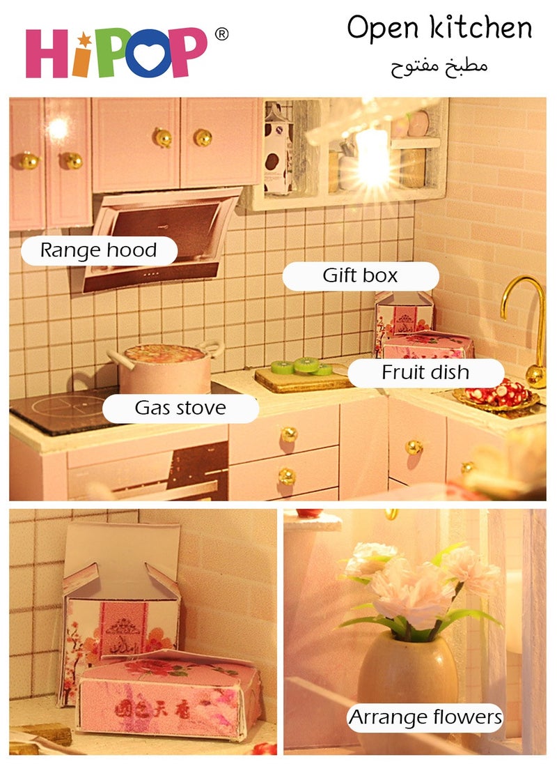 HIPOP - DIY House Toy,Dollhouse Kit Villa Model with Light,Mini DIY Doll House Accessories - Image 1