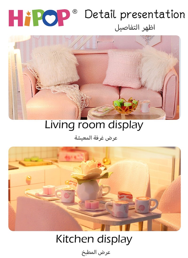 HIPOP - DIY House Toy,Dollhouse Kit Villa Model with Light,Mini DIY Doll House Accessories - Image 1