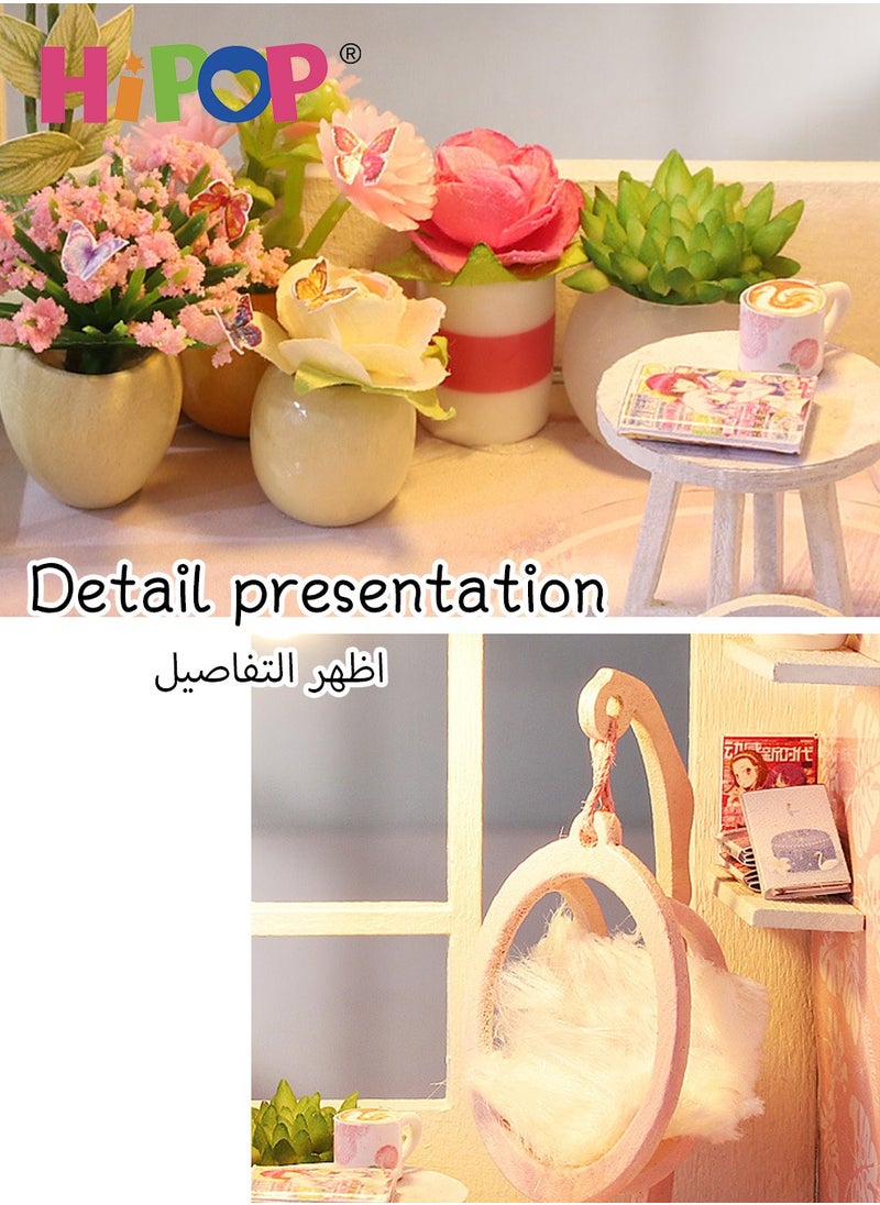 HIPOP - DIY House Toy,Dollhouse Kit Villa Model with Light,Mini DIY Doll House Accessories - Image 1