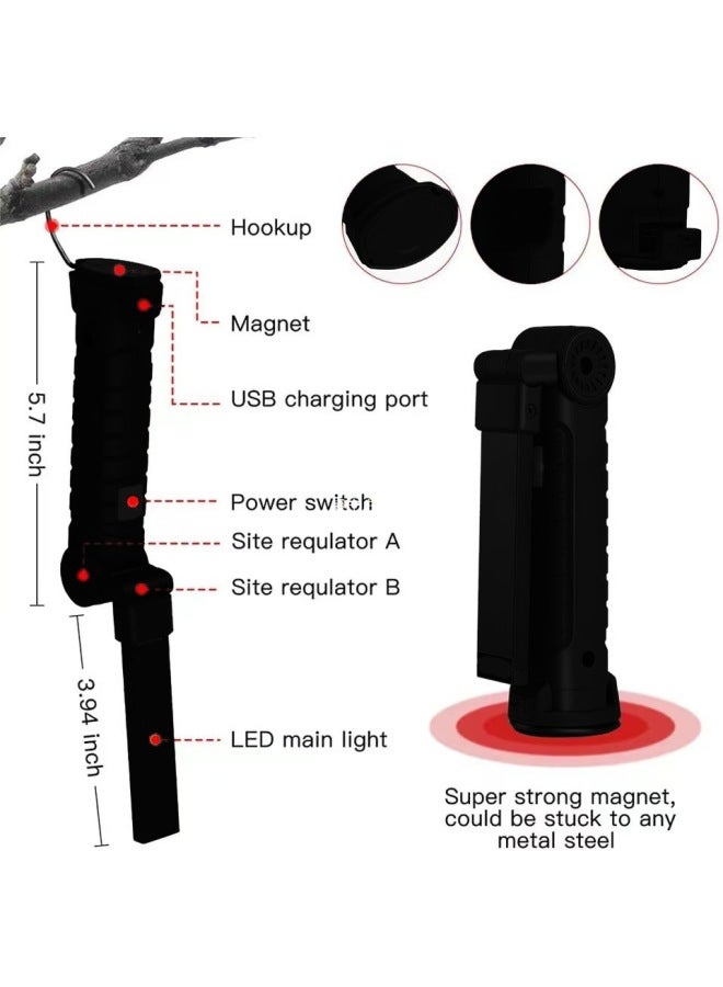 Loquat W51 Work Light Led Outdoor Auto Repair Light Cob Magnetic Attraction Warning 360 ° Adjust Emergency Lighting W52-Power:W52 (large Style) - Image 3