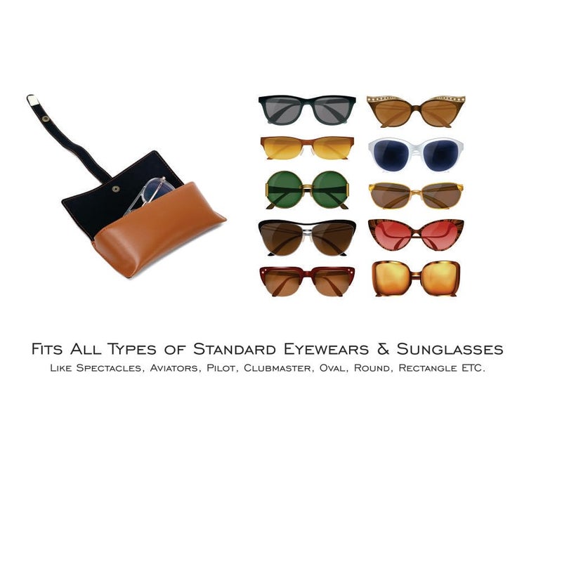 GEOCELL Personalised Name & Charm Leather Sunglass Case Cover for Men & Women | Hard Case Eyewear Cover -Tan colour - Image 4
