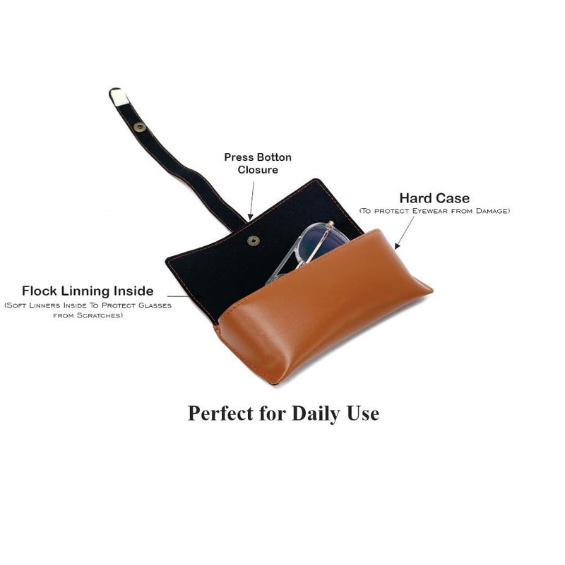 GEOCELL Personalised Name & Charm Leather Sunglass Case Cover for Men & Women | Hard Case Eyewear Cover -Tan colour - Image 3
