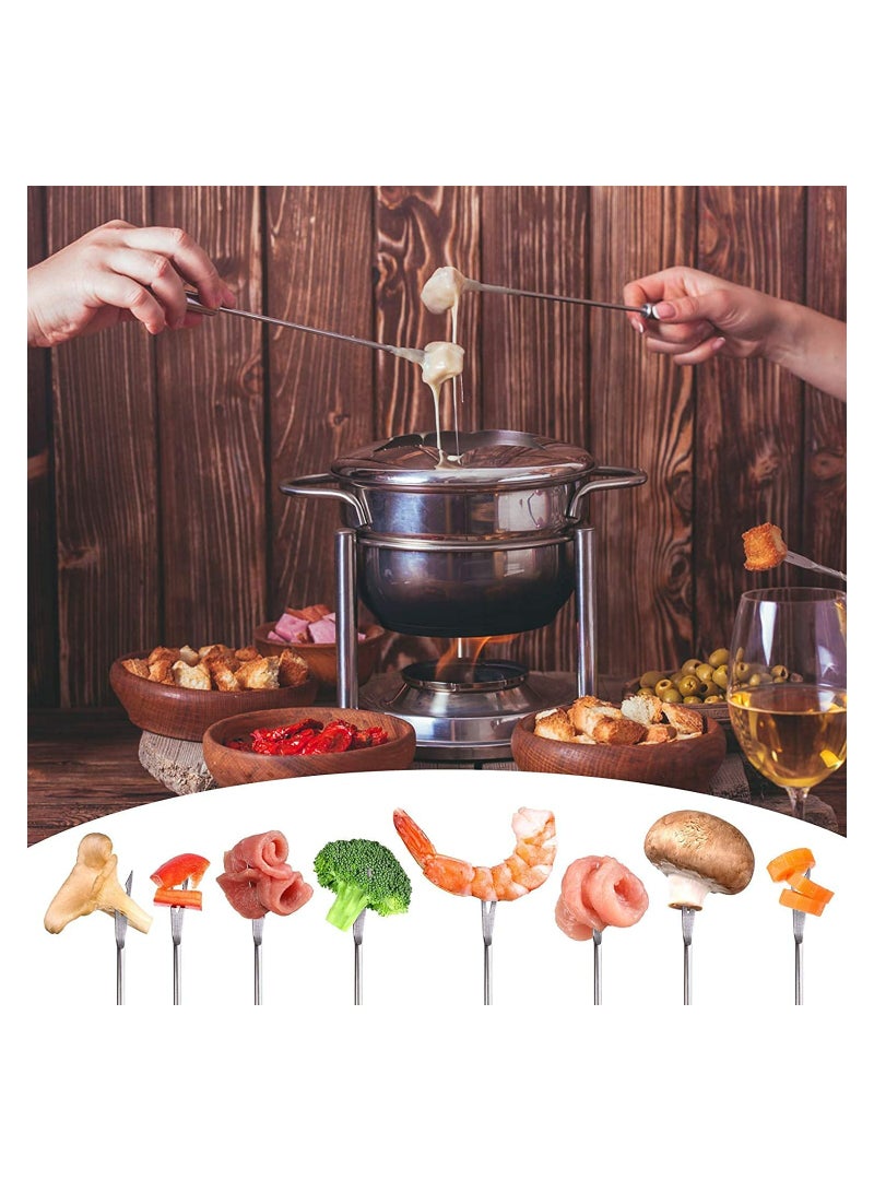 Excefore Stainless Steel Fondue Forks 6 Pack 9.5 Inch Color-Coded Cheese Fondue Fork Stainless Steel Fruit Fondue Forks with Heat-blocking Handle for Chocolate Fountain Cheese Hot Pot Barbecue Marshmallows  - Image 3