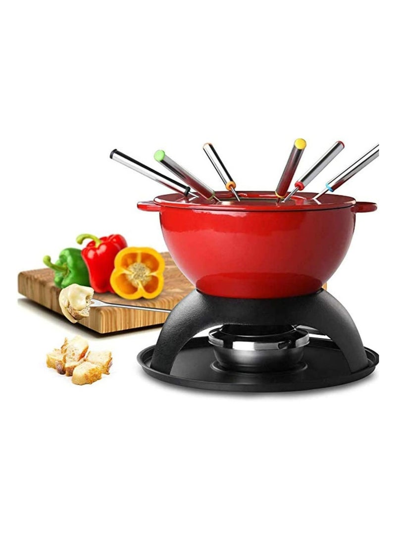 Stainless Steel Fondue Forks 6 Pack 9.5 Inch Color-Coded Cheese Fondue Fork Stainless Steel Fruit Fondue Forks with Heat-blocking Handle for Chocolate Fountain Cheese Hot Pot Barbecue Marshmallows